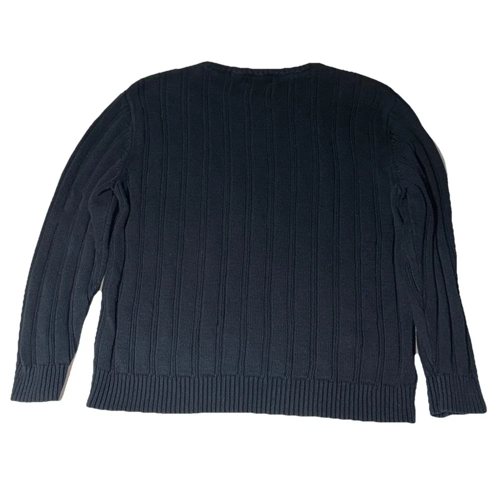 Nautica Sweater Mens XXL Chunky Ribbed Cable Knit 3D Heavy Pullover Preppy Black